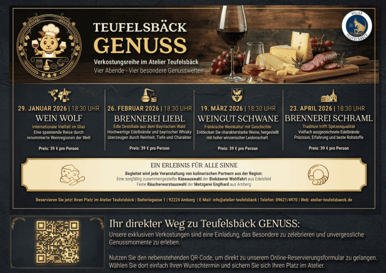 Wein- und Genussveranstaltungen im Atelier Teufelsbäck